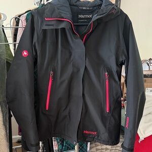 Marmot Women's Ski Jacket in Black with Pink Details